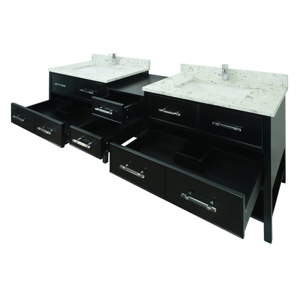 62" Black Gemma Vanity with Milky Way Quartz