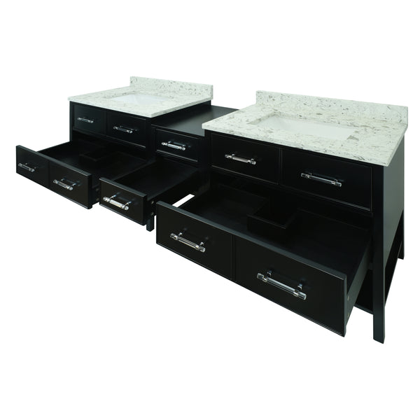 74" Black Gemma Vanity with Milky Way Quartz