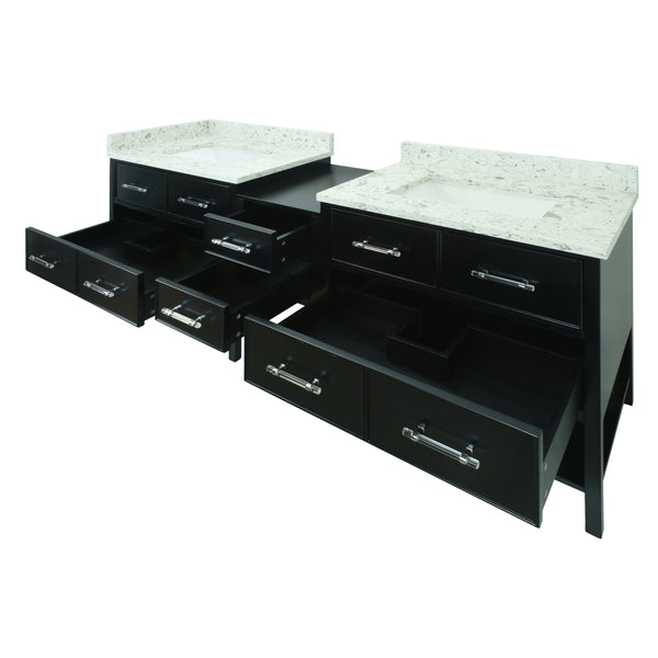 62" Black Gemma Vanity with Milky Way Quartz