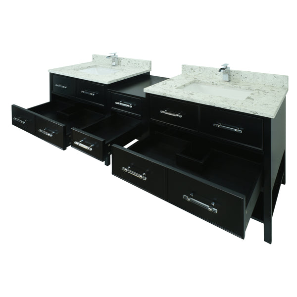 62" Black Gemma Vanity with Milky Way Quartz