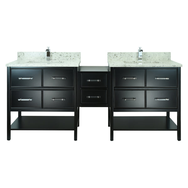 62" Black Gemma Vanity with Milky Way Quartz