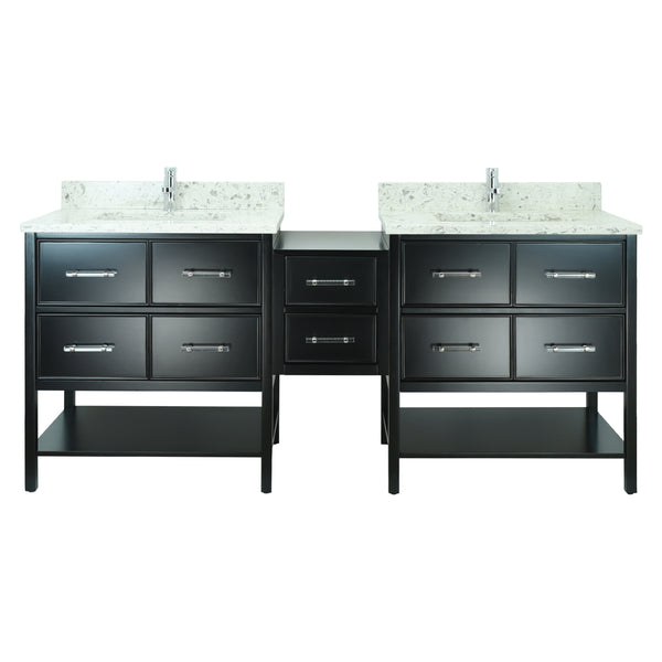 62" Black Gemma Vanity with Milky Way Quartz