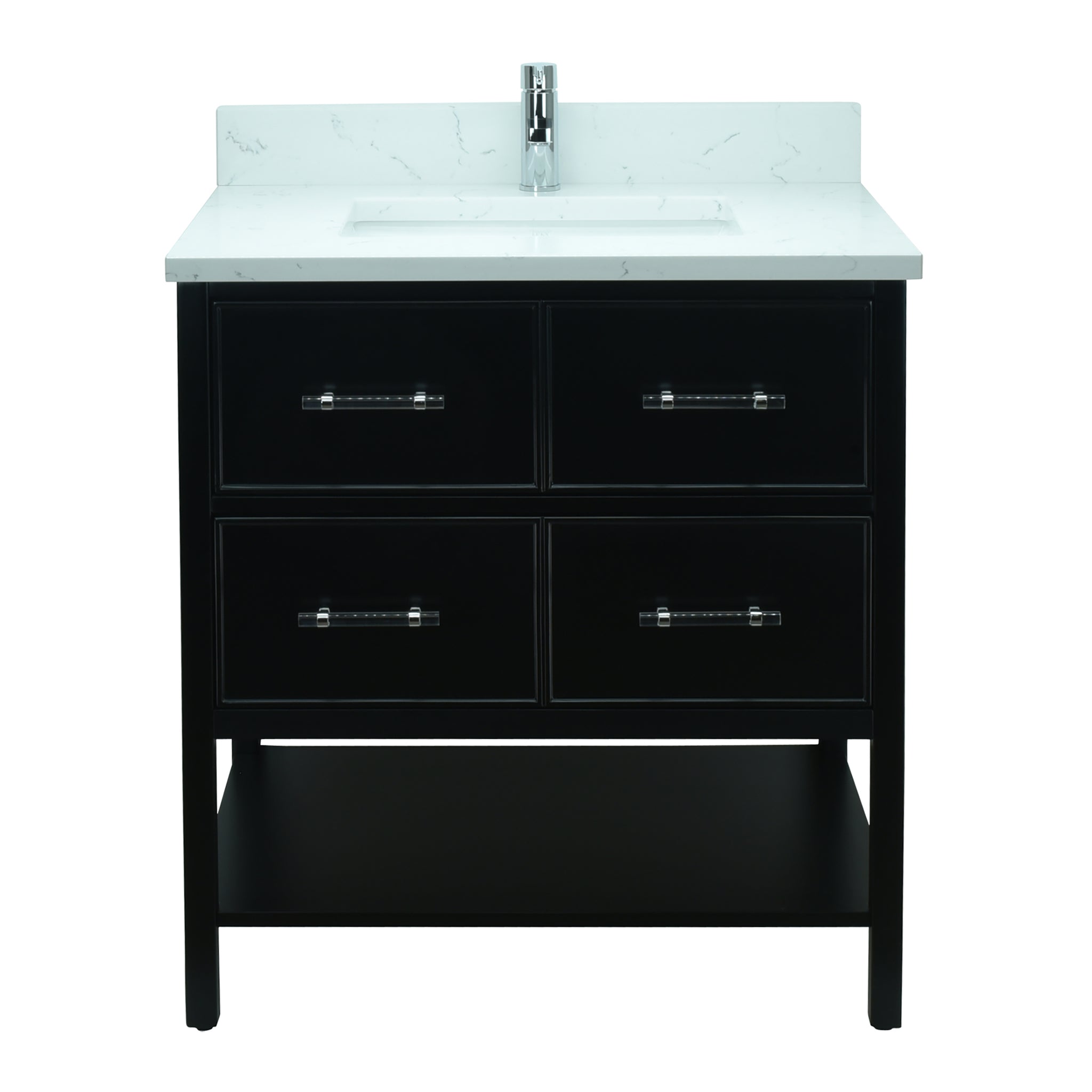 30" Black Gemma Vanity with Carrera Quartz