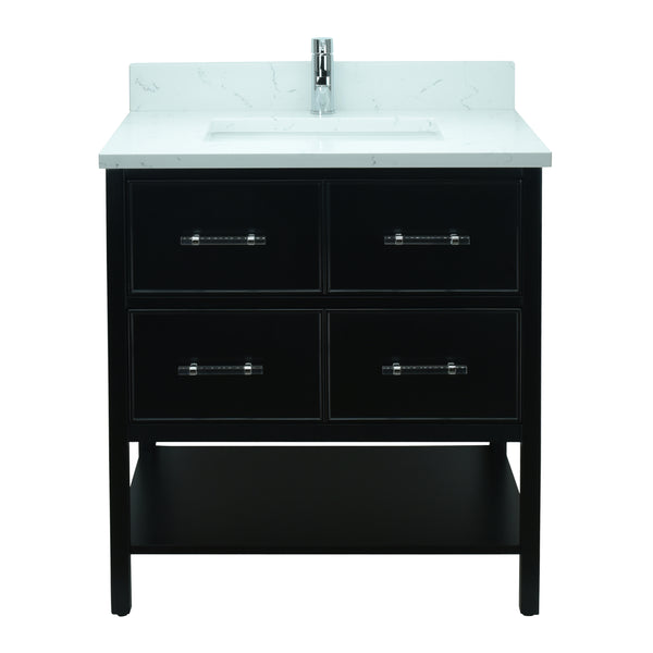 30" Black Gemma Vanity with Carrera Quartz