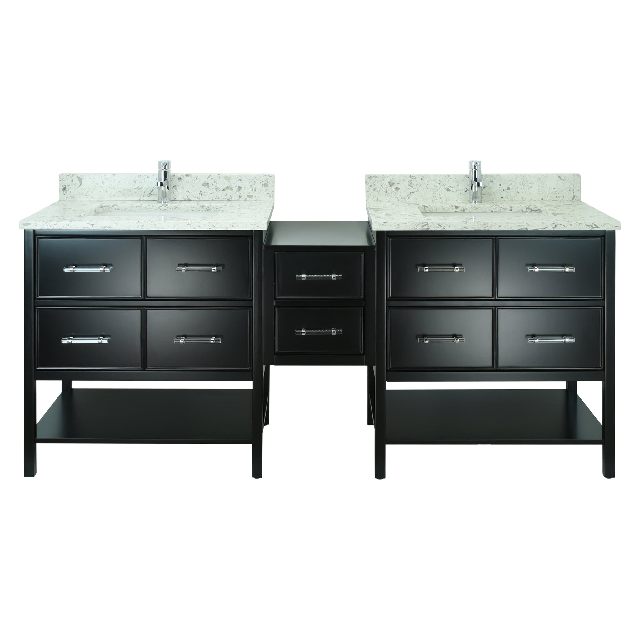 74" Black Gemma Vanity with Milky Way Quartz