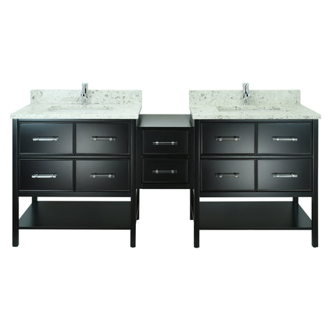 86" Black Gemma Vanity with Milky Way Quartz