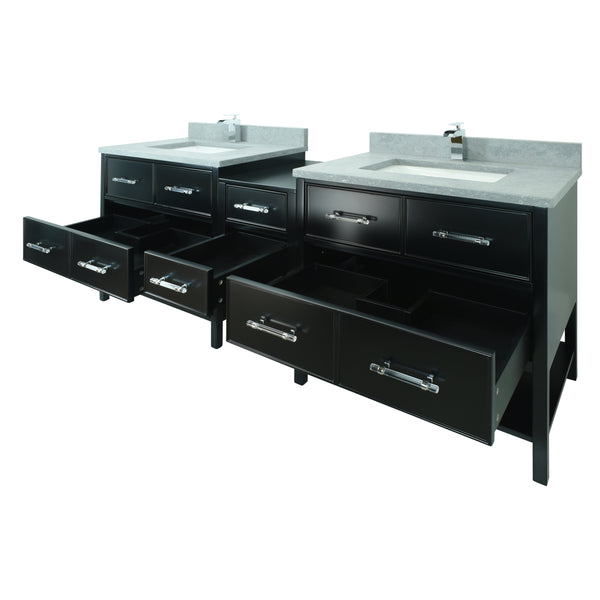 74" Black Gemma Vanity with Concrete Leather Quartz