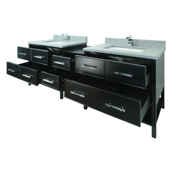 74" Black Gemma Vanity with Concrete Leather Quartz
