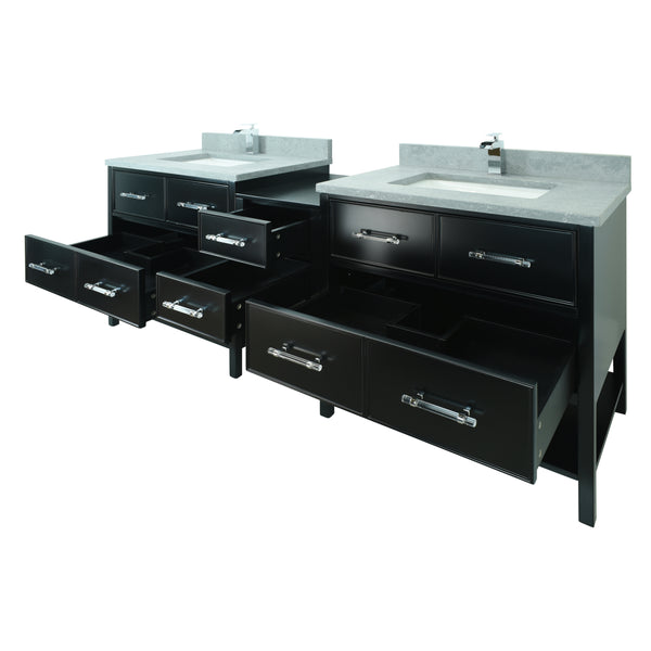 74" Black Gemma Vanity with Concrete Leather Quartz