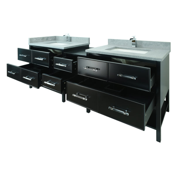 74" Black Gemma Vanity with Concrete Leather Quartz