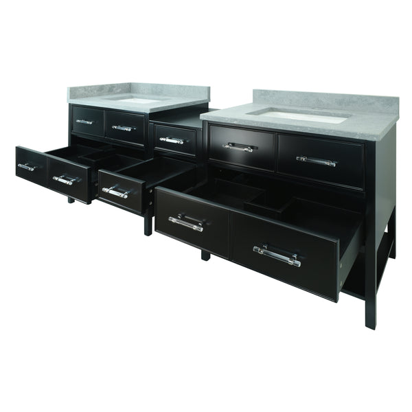 74" Black Gemma Vanity with Concrete Leather Quartz