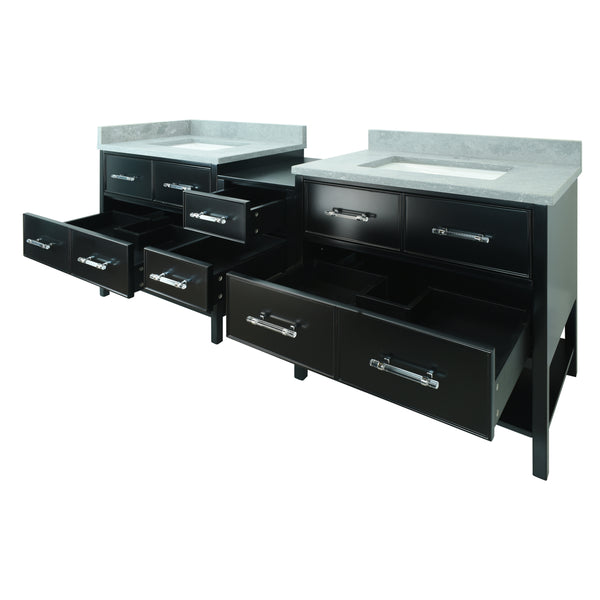 74" Black Gemma Vanity with Concrete Leather Quartz