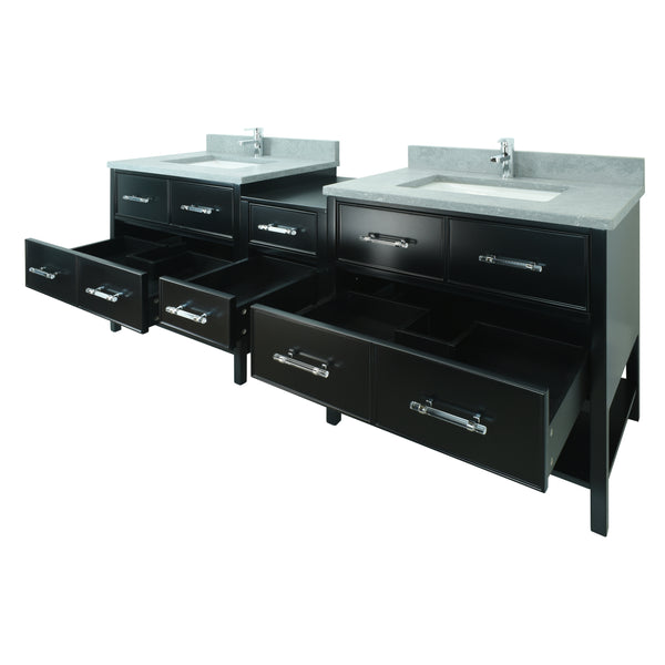 74" Black Gemma Vanity with Concrete Leather Quartz