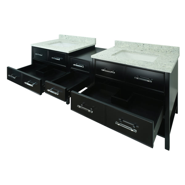 74" Black Gemma Vanity with Topaz Quartz