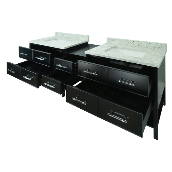 74" Black Gemma Vanity with Topaz Quartz
