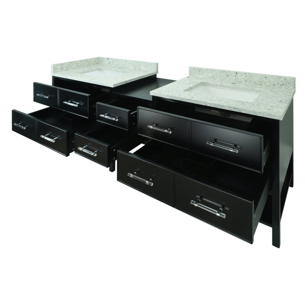 74" Black Gemma Vanity with Topaz Quartz