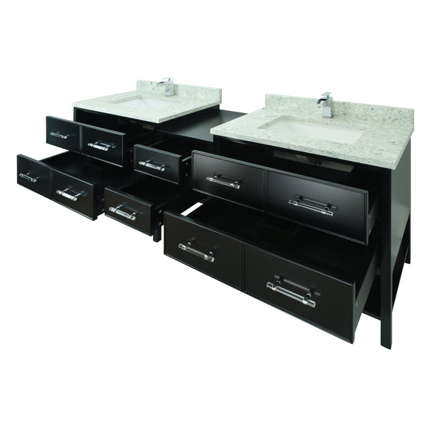 74" Black Gemma Vanity with Topaz Quartz