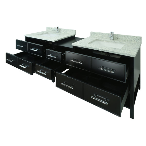 74" Black Gemma Vanity with Topaz Quartz