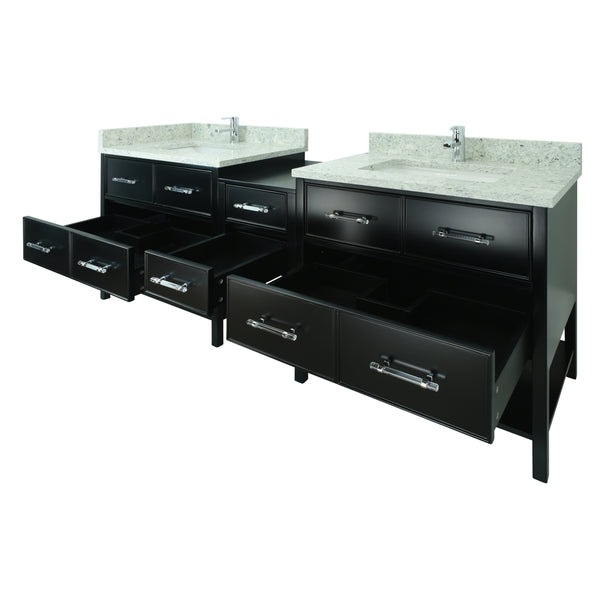 74" Black Gemma Vanity with Topaz Quartz