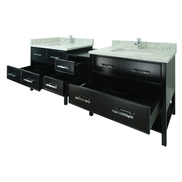 74" Black Gemma Vanity with Topaz Quartz