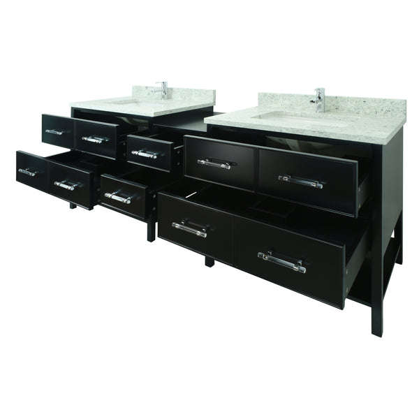 86" Black Gemma Vanity with Topaz Quartz