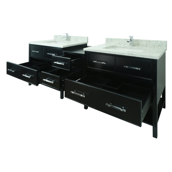74" Black Gemma Vanity with Topaz Quartz