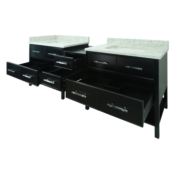 74" Black Gemma Vanity with Topaz Quartz