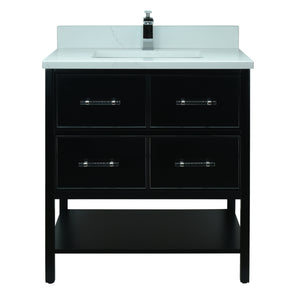 30" Black Gemma Vanity with Classic Calcutta Quartz