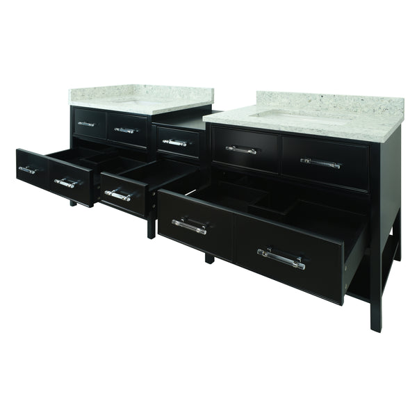 74" Black Gemma Vanity with Topaz Quartz