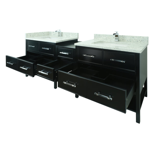 86" Black Gemma Vanity with Topaz Quartz