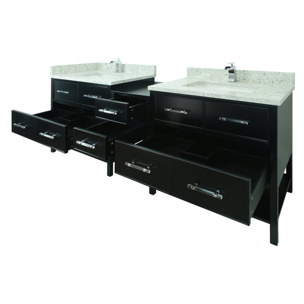 86" Black Gemma Vanity with Topaz Quartz