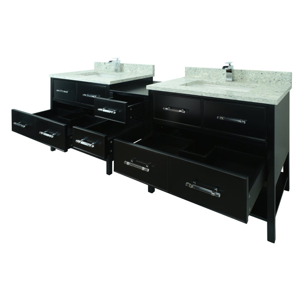 74" Black Gemma Vanity with Topaz Quartz