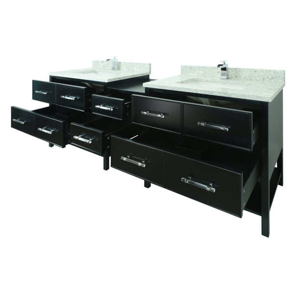 74" Black Gemma Vanity with Topaz Quartz