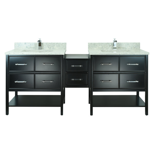 74" Black Gemma Vanity with Topaz Quartz