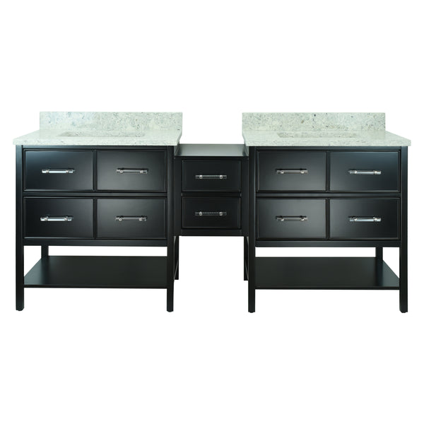 74" Black Gemma Vanity with Topaz Quartz