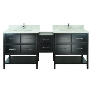74" Black Gemma Vanity with Topaz Quartz