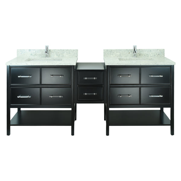 74" Black Gemma Vanity with Topaz Quartz