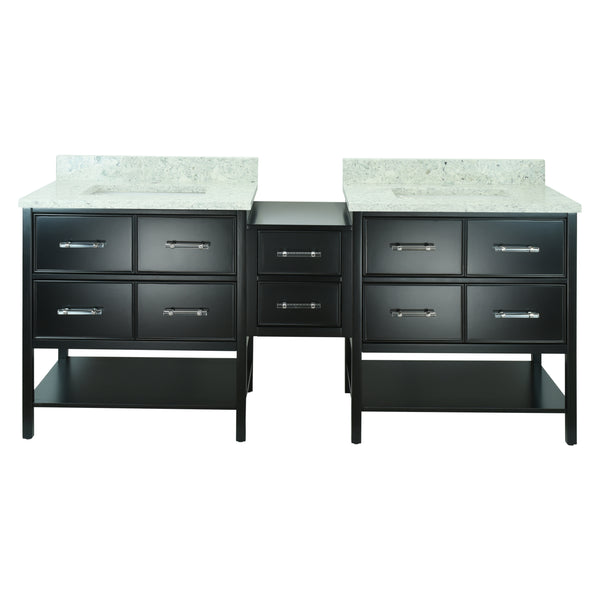 74" Black Gemma Vanity with Topaz Quartz