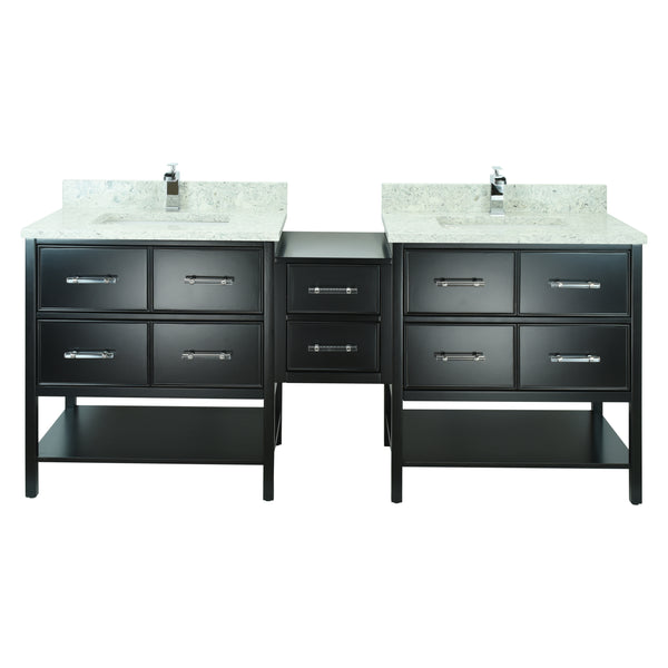 74" Black Gemma Vanity with Topaz Quartz