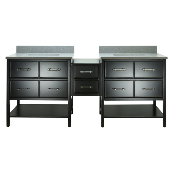 62" Black Gemma Vanity with Crystal Grey Quartz