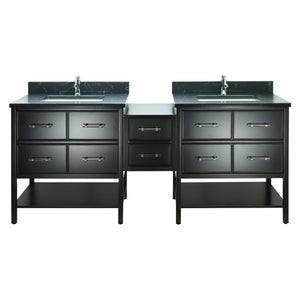 86" Black Gemma Vanity with Moonlight Black Quartz