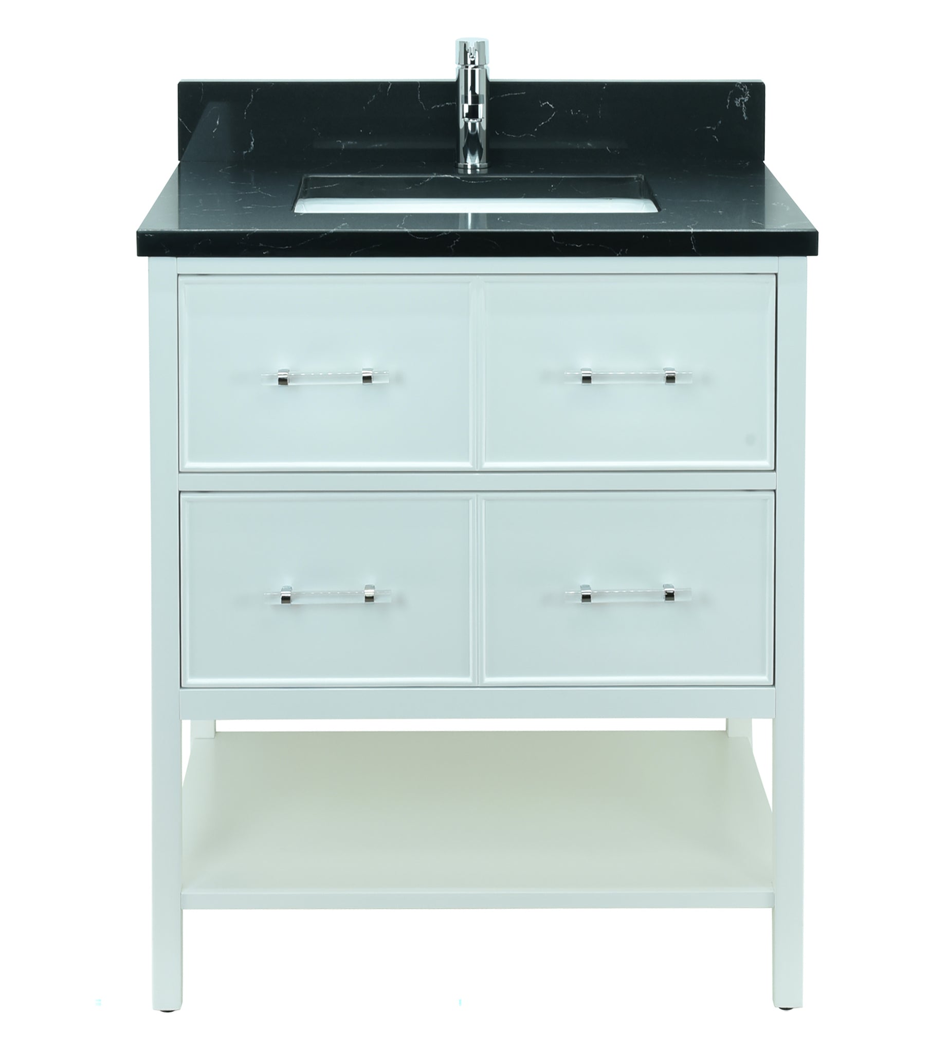 24" White Gemma Vanity with Moonlight Black Quartz