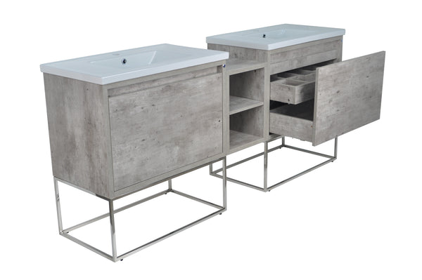 78" Casey LED Double Sink Vanity with Middle Cabinet
