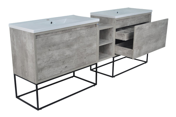 94" Casey Double Sink Vanity with Middle Cabinet