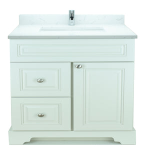 36" Antique White Damian Vanity with Carrera Quartz