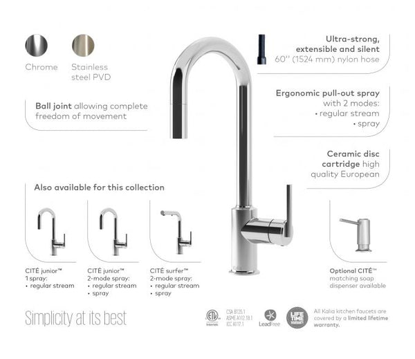 Cite Collection Pull Down Kitchen Faucet with Spray Head