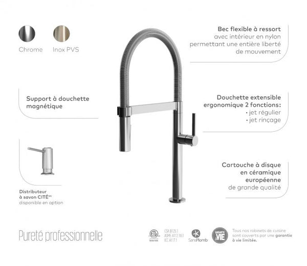Exki Collection Single Handle Kitchen Faucet with Spring Spout and Magnetic Spray Head